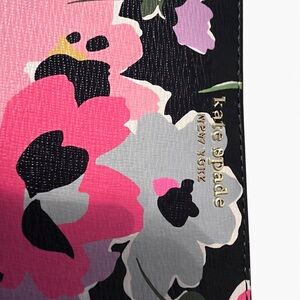 kate spade Floral Print Wallet in Black, Pink & Gray
